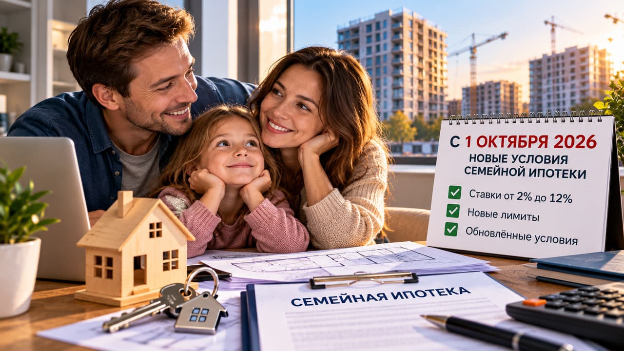 Семейная ипотека изменится с 1 октября 2026 года: новые ставки от 2% до 12%, лимиты и условия